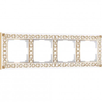 Рамка из металла WERKEL ANTIK W0041523 на 4 поста, белое золото