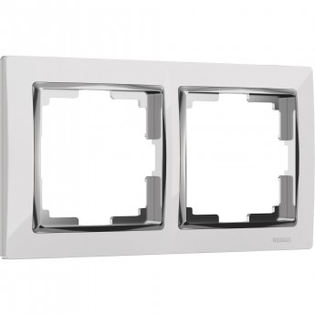 Рамка из пластика на 2 поста WERKEL SNABB W0021901 белый/хром