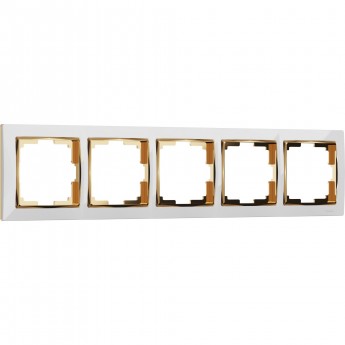 Рамка из пластика на 5 постов WERKEL SNABB W0051933 белый/золото