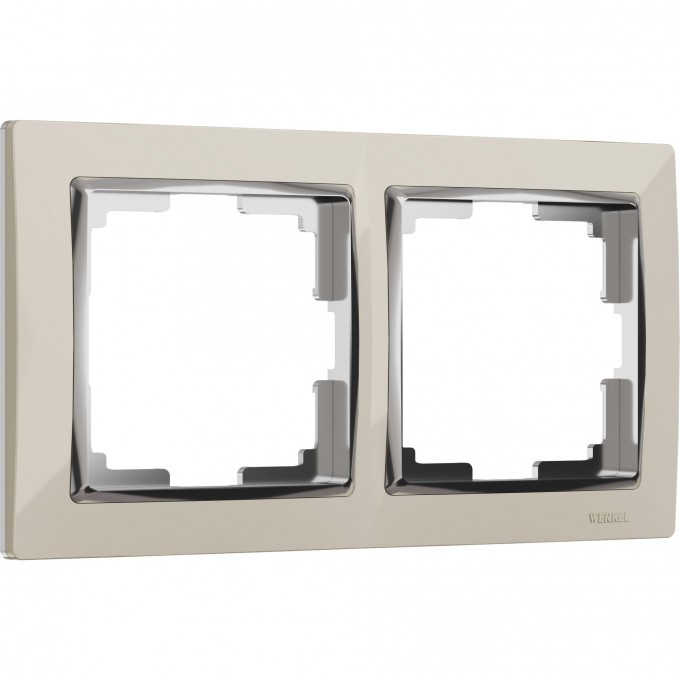 Рамка на 2 поста WERKEL SNABB WL03-Frame-02-ivory (слоновая кость/хром) a028901