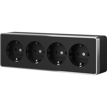 Розетка четверная WERKEL GALLANT W5072258 с заземлением и шторками (черный/хром) Розетка четверная WERKEL GALLANT W5072258 с заземлением и шторками (черный/хром)