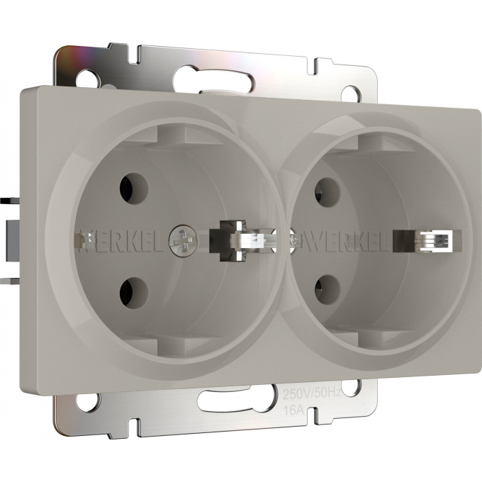 Розетка двойная с заземлением WERKEL W1272004 дымчатый a069774 Розетка двойная с заземлением WERKEL W1272004 дымчатый a069774