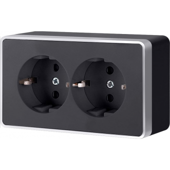 Розетка двойная с заземлением WERKEL W5072134 Gallant черный с серебром