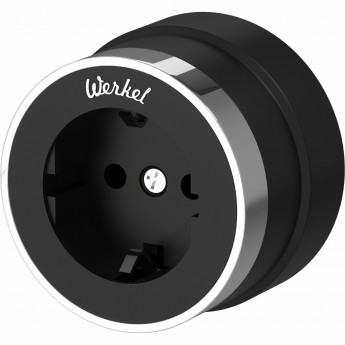 Розетка с заземлением WERKEL VINTAGE W5871051 черный матовый/хром