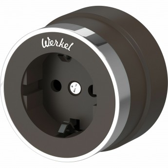 Розетка с заземлением WERKEL VINTAGE W5871052 мокко матовый/хром