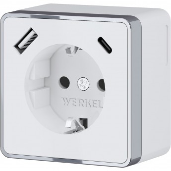 Розетка WERKEL GALLANT W5071701 с заземлением, шторками и USB тип A+C (белый)