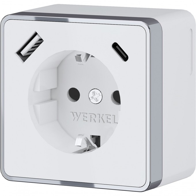 Розетка WERKEL GALLANT W5071701 с заземлением, шторками и USB тип A+C (белый) a057698