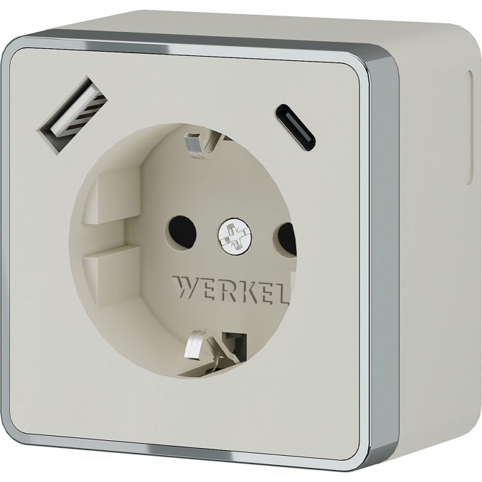 Розетка WERKEL GALLANT W5071703 с заземлением, шторками и USB тип A+C слоновая кость a057699