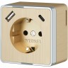 Розетка WERKEL GALLANT W5071710 с заземлением, шторками и USB тип A+C шампань рифленый