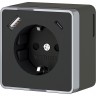 Розетка WERKEL GALLANT W5071735 с заземлением, шторками и USB тип A+C Gallant чёрный хром