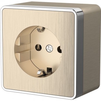 Розетка WERKEL GALLANT WL15-02-01 с заземлением, шампань рифленый