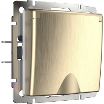 Розетка WERKEL W1171210 влагозащищенная с заземлением с защитной крышкой и шторками N (шампань рифленый)