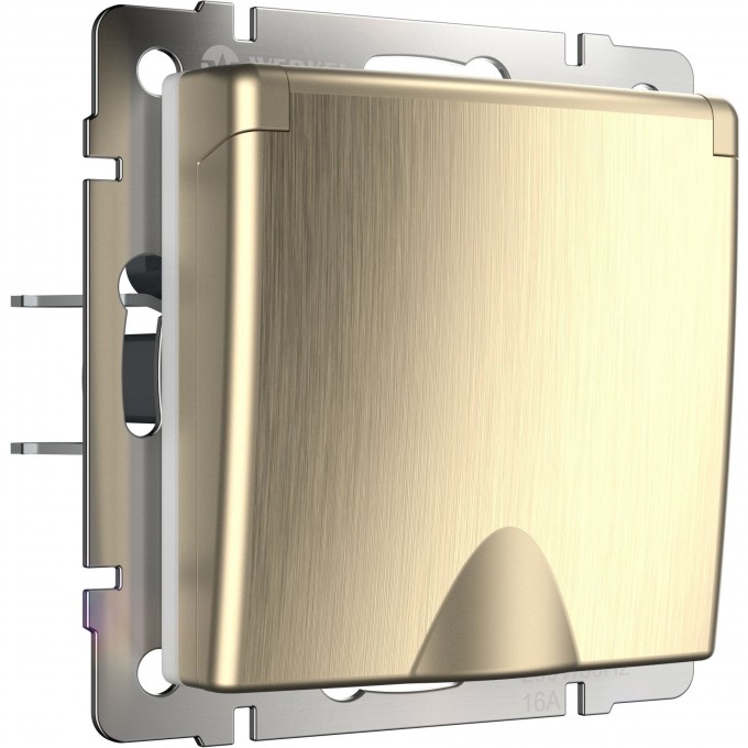 Розетка WERKEL W1171210 влагозащищенная с заземлением с защитной крышкой и шторками N (шампань рифленый) a069604