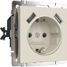 Розетка WERKEL W1171562 с заземлением, шторками и USBх2, айвори матовый