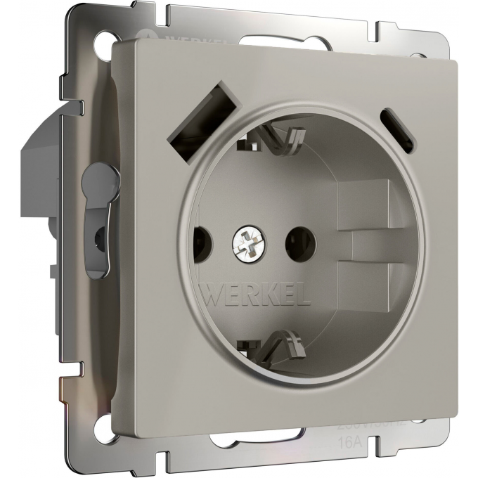 Розетка WERKEL W1271704 с заземлением, шторками и USB тип A+C дымчатый a069465 Розетка WERKEL W1271704 с заземлением, шторками и USB тип A+C дымчатый a069465