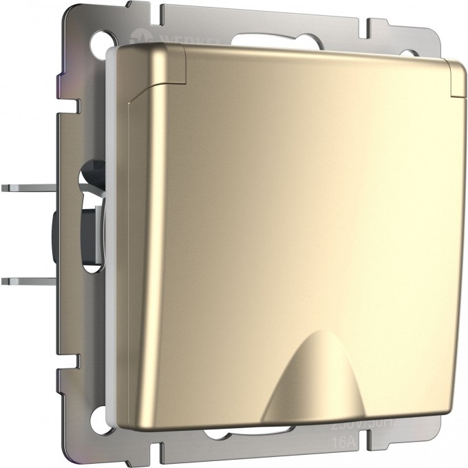 Розетка WERKEL WL11-SKGSC-01-IP44 влагозащ. с зазем. с защит. крышкой и шторками шампань a040914