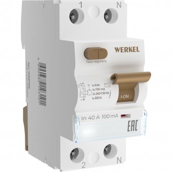 Устройство защитного отключения WERKEL W812P404 1P+N 40 А 100 mA AC 6 kA