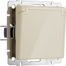 Влагозащищенная розетка WERKEL W1171243 с заземлением, с защитной крышкой и шторками (айвори акрил)