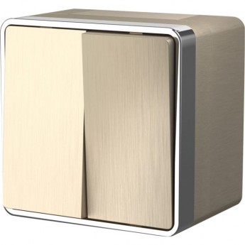 Выключатель двухклавишный влагозащищенный WERKEL GALLANT W5020210 шампань рифленый Выключатель двухклавишный влагозащищенный WERKEL GALLANT W5020210 шампань рифленый