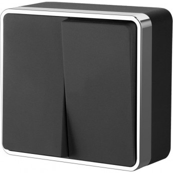 Выключатель двухклавишный WERKEL GALLANT W5020035 черный/хром