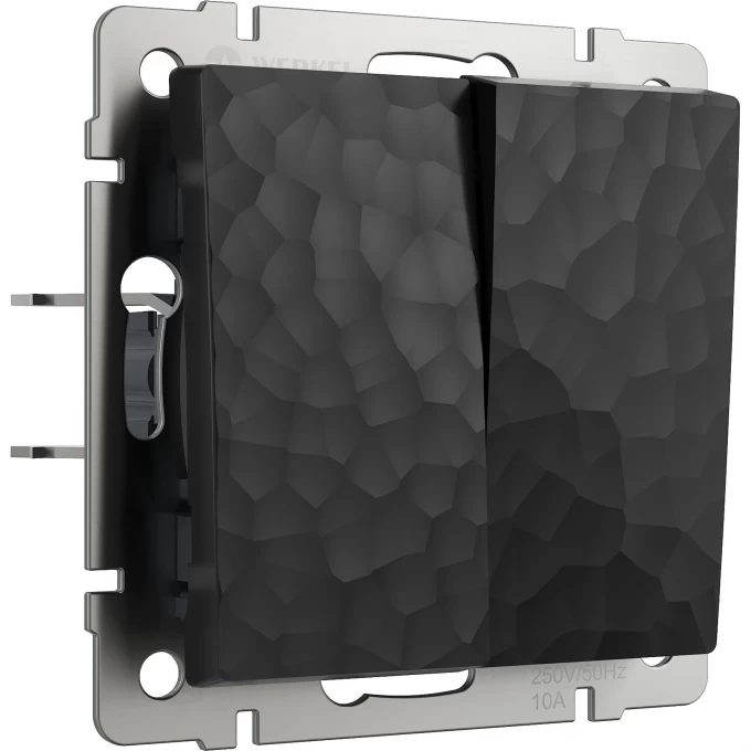 Выключатель двухклавишный WERKEL HAMMER W1222008 проходной, черный a052060 Выключатель двухклавишный WERKEL HAMMER W1222008 проходной, черный a052060