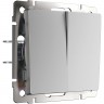 Выключатель двухклавишный WERKEL W1122006 проходной, серебряный Выключатель двухклавишный WERKEL W1122006 проходной, серебряный