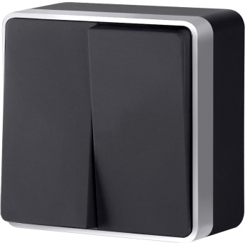 Выключатель WERKEL W5020034 двухклавишный Gallant черный с серебром